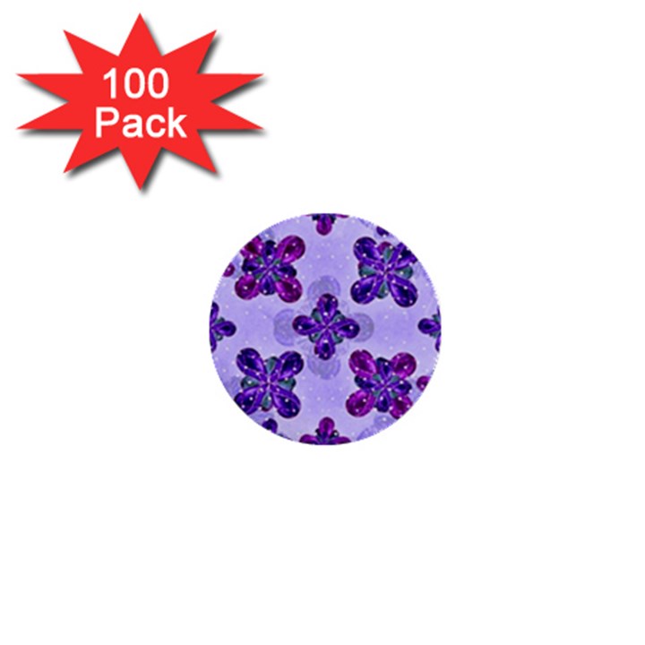 Deluxe Ornate Pattern Design in Blue and Fuchsia Colors 1  Mini Button (100 pack)