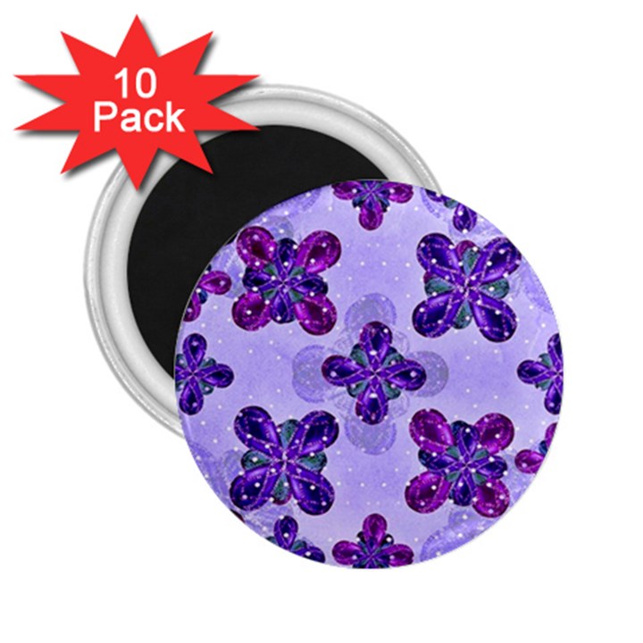 Deluxe Ornate Pattern Design in Blue and Fuchsia Colors 2.25  Button Magnet (10 pack)