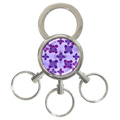 Deluxe Ornate Pattern Design In Blue And Fuchsia Colors 3-ring Key Chain by dflcprints