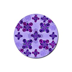 Deluxe Ornate Pattern Design In Blue And Fuchsia Colors Drink Coasters 4 Pack (round) by dflcprints