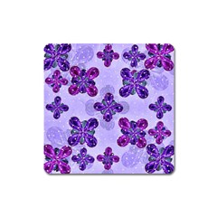 Deluxe Ornate Pattern Design In Blue And Fuchsia Colors Magnet (square) by dflcprints