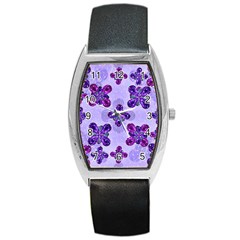 Deluxe Ornate Pattern Design In Blue And Fuchsia Colors Tonneau Leather Watch by dflcprints