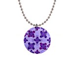 Deluxe Ornate Pattern Design in Blue and Fuchsia Colors Button Necklace Front