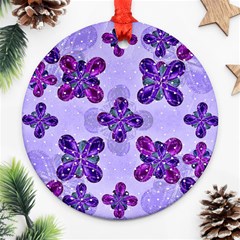 Deluxe Ornate Pattern Design In Blue And Fuchsia Colors Round Ornament (two Sides) by dflcprints