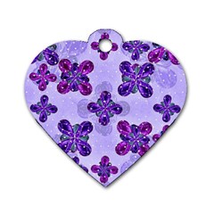 Deluxe Ornate Pattern Design In Blue And Fuchsia Colors Dog Tag Heart (two Sided) by dflcprints