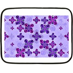 Deluxe Ornate Pattern Design In Blue And Fuchsia Colors Mini Fleece Blanket (two Sided) by dflcprints