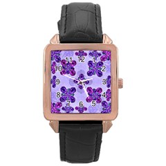 Deluxe Ornate Pattern Design In Blue And Fuchsia Colors Rose Gold Leather Watch  by dflcprints