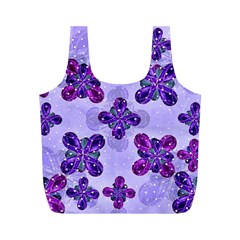 Deluxe Ornate Pattern Design In Blue And Fuchsia Colors Reusable Bag (m) by dflcprints