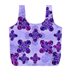 Deluxe Ornate Pattern Design In Blue And Fuchsia Colors Reusable Bag (l) by dflcprints