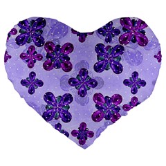 Deluxe Ornate Pattern Design In Blue And Fuchsia Colors 19  Premium Flano Heart Shape Cushion by dflcprints