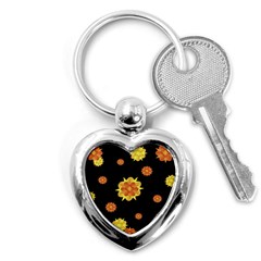 Floral Print Modern Style Pattern  Key Chain (heart) by dflcprints