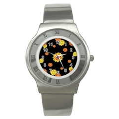 Floral Print Modern Style Pattern  Stainless Steel Watch (slim) by dflcprints