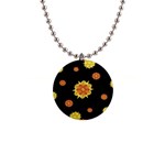 Floral Print Modern Style Pattern  Button Necklace Front