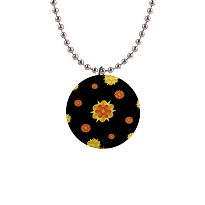 Floral Print Modern Style Pattern  Button Necklace