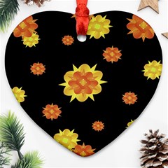 Floral Print Modern Style Pattern  Heart Ornament (two Sides) by dflcprints