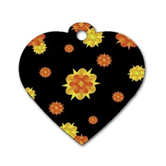 Floral Print Modern Style Pattern  Dog Tag Heart (one Sided)  by dflcprints