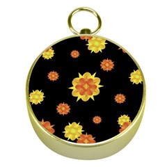 Floral Print Modern Style Pattern  Gold Compass by dflcprints