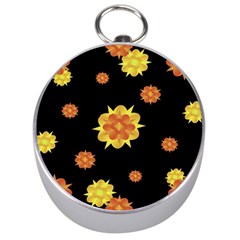 Floral Print Modern Style Pattern  Silver Compass by dflcprints