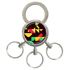 Shapes In Retro Colors 2 3-ring Key Chain by LalyLauraFLM