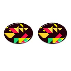 Shapes In Retro Colors 2 Cufflinks (oval) by LalyLauraFLM