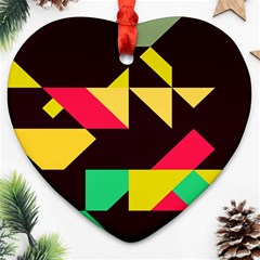 Shapes In Retro Colors 2 Heart Ornament (two Sides) by LalyLauraFLM