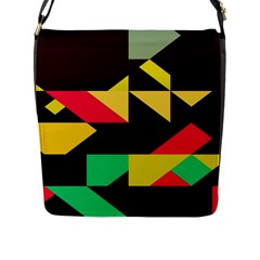 Shapes In Retro Colors 2 Flap Closure Messenger Bag (large) by LalyLauraFLM