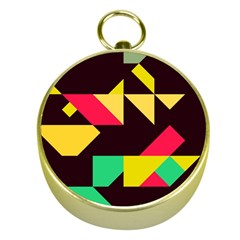 Shapes In Retro Colors 2 Gold Compass by LalyLauraFLM