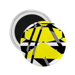 Yellow, Black And White Pieces Abstract Design 2 25  Magnet by LalyLauraFLM