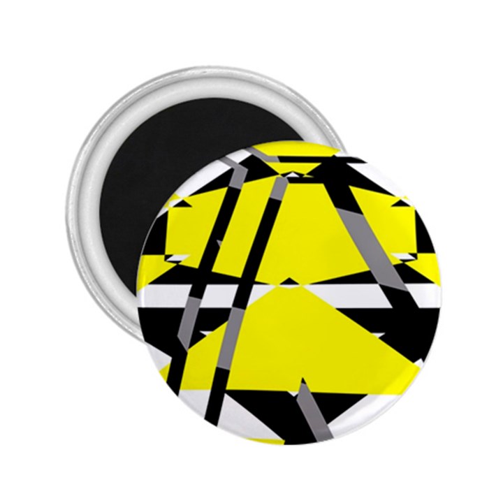 Yellow, black and white pieces abstract design 2.25  Magnet