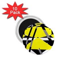 Yellow, Black And White Pieces Abstract Design 1 75  Magnet (10 Pack)  by LalyLauraFLM