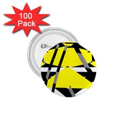 Yellow, Black And White Pieces Abstract Design 1 75  Button (100 Pack)  by LalyLauraFLM