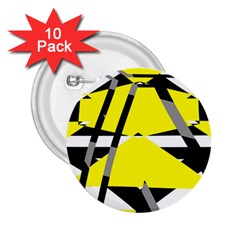 Yellow, Black And White Pieces Abstract Design 2 25  Button (10 Pack) by LalyLauraFLM