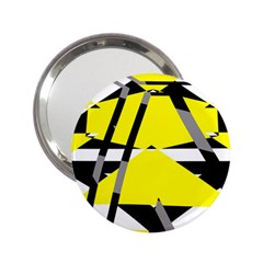 Yellow, Black And White Pieces Abstract Design 2 25  Handbag Mirror by LalyLauraFLM