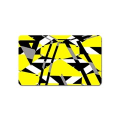 Yellow, Black And White Pieces Abstract Design Magnet (name Card) by LalyLauraFLM