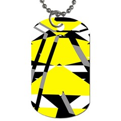 Yellow, Black And White Pieces Abstract Design Dog Tag (one Side) by LalyLauraFLM