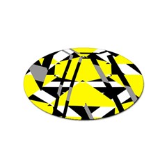 Yellow, Black And White Pieces Abstract Design Sticker Oval (100 Pack) by LalyLauraFLM