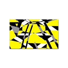 Yellow, Black And White Pieces Abstract Design Sticker Rectangular (100 Pack) by LalyLauraFLM