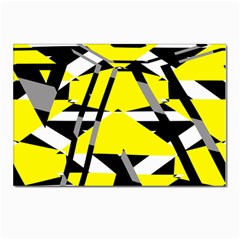 Yellow, Black And White Pieces Abstract Design Postcard 4 x 6  (pkg Of 10) by LalyLauraFLM