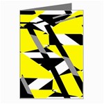 Yellow, black and white pieces abstract design Greeting Card Left