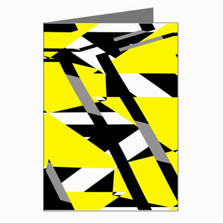 Yellow, black and white pieces abstract design Greeting Card