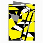 Yellow, black and white pieces abstract design Greeting Card Right