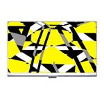 Yellow, black and white pieces abstract design Business Card Holder Front