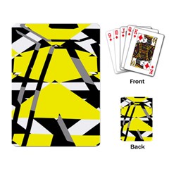 Yellow, Black And White Pieces Abstract Design Playing Cards Single Design by LalyLauraFLM