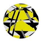 Yellow, black and white pieces abstract design Round Ornament (Two Sides) Back