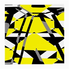 Yellow, Black And White Pieces Abstract Design Glasses Cloth (medium) by LalyLauraFLM