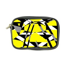 Yellow, Black And White Pieces Abstract Design Coin Purse by LalyLauraFLM