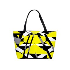 Yellow, Black And White Pieces Abstract Design Classic Shoulder Handbag by LalyLauraFLM