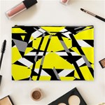 Yellow, black and white pieces abstract design Cosmetic Bag (Large) Front