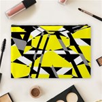 Yellow, black and white pieces abstract design Cosmetic Bag (Large) Back