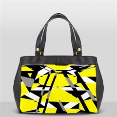 Yellow, Black And White Pieces Abstract Design Oversize Office Handbag (two Sides) by LalyLauraFLM